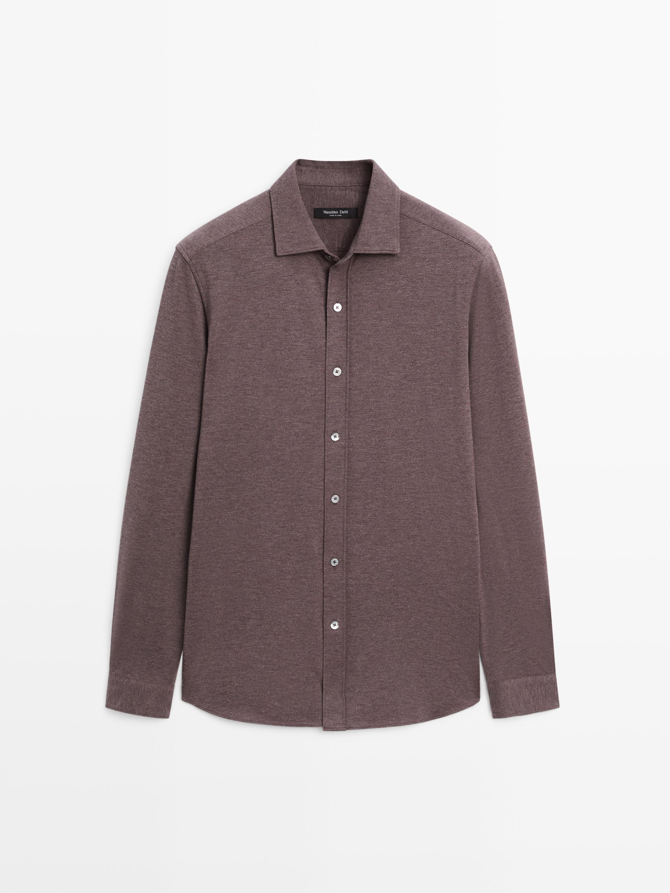 Regular fit melange shirt